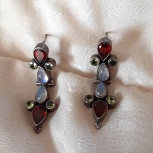 Gem Drop Silver Earrings